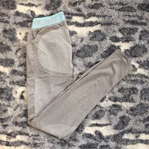 Gymshark flex leggings, light grey marl/turquoise